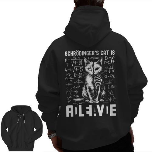 Schrodinger's Cat Dead And Alive Physics Teacher Men Zip Up Hoodie Back Print - teacherstshirts.com CA