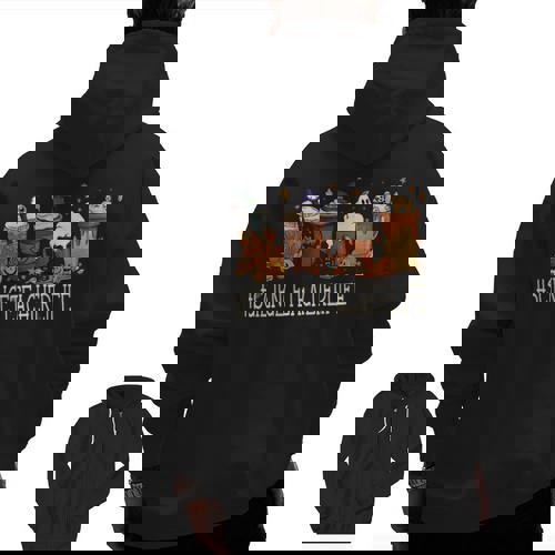 Science Teacher Horror Fall Coffee Halloween Pumpkin Autumn Men Zip Up Hoodie Back Print - teacherstshirts.com