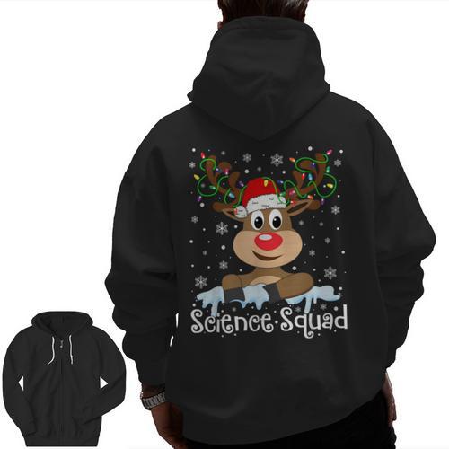 Science Teacher Squad Reindeer Christmas Teacher Xmas Lights For Men Women Men Zip Up Hoodie Back Print - teacherstshirts.com DE