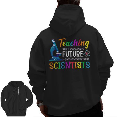 Science Teacher Teaching Future Scientists School Instructor Men Zip Up Hoodie Back Print - teacherstshirts.com AU