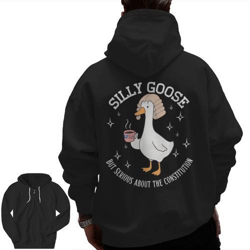 Silly Goose Constitution History Teacher Middle School Men Zip Up Hoodie Back Print - teacherstshirts.com UK