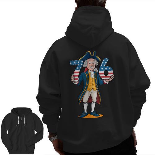 Six Seven 6 7 7 6 George Washington Teacher American Men Zip Up Hoodie Back Print - teacherstshirts.com CA