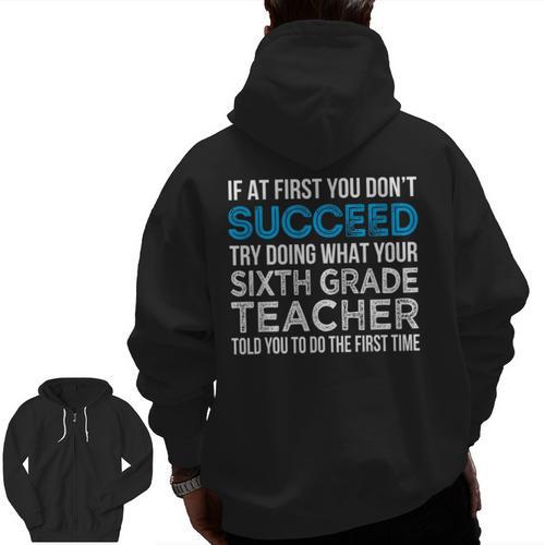 Sixth Grade Teacher 6th Grade Teacher T-Shirt Men Zip Up Hoodie Back Print - teacherstshirts.com CA