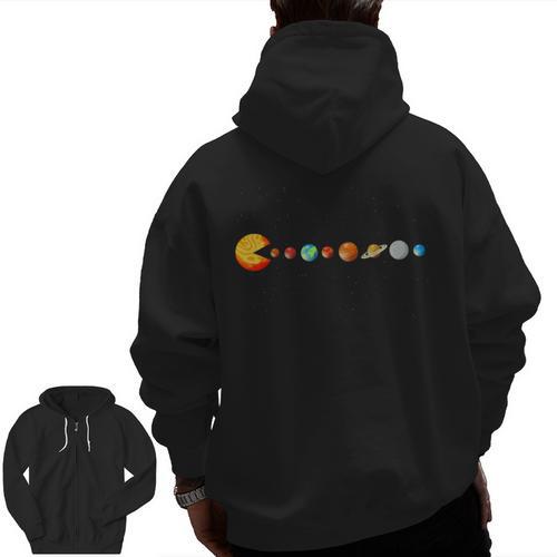 Solar System Teacher Video Games Sun Eating Planets Men Zip Up Hoodie Back Print - teacherstshirts.com