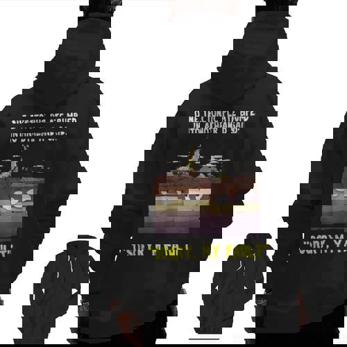 Sorry My Fault Earthquake Tectonic Plate Science Teacher Pun Men Zip Up Hoodie Back Print - teacherstshirts.com