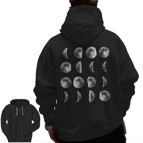 Space Science Student Teacher Leonard Moon Phases Men Women Kids Men Zip Up Hoodie Back Print - teacherstshirts.com AU