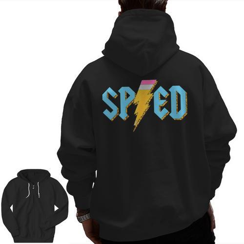 Special Education SPED Rocks Teacher Back To School Rock Men Zip Up Hoodie Back Print - teacherstshirts.com