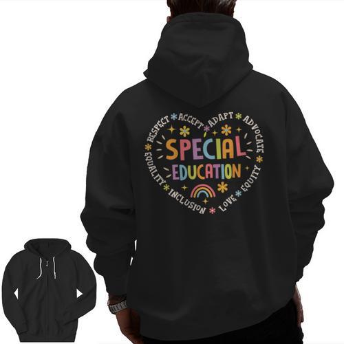 Special Education Squad Dream Team SPED Teacher Appreciation Men Zip Up Hoodie Back Print - teacherstshirts.com UK
