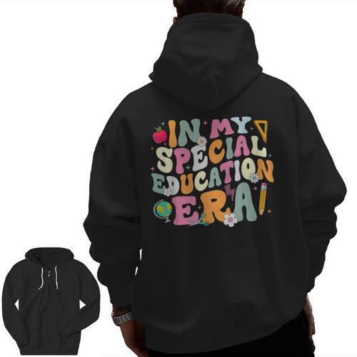 Special Education Teacher Era Inspirational SPED ABA Autism Men Zip Up Hoodie Back Print - teacherstshirts.com AU