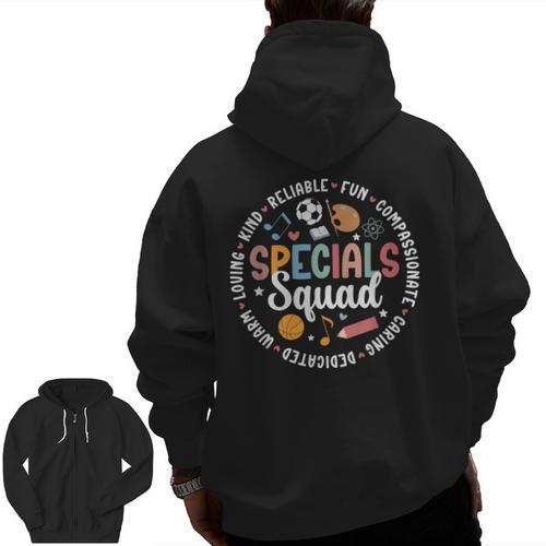 Specials Squad Appreciation Specials Team Specials Teacher Men Zip Up Hoodie Back Print - teacherstshirts.com AU