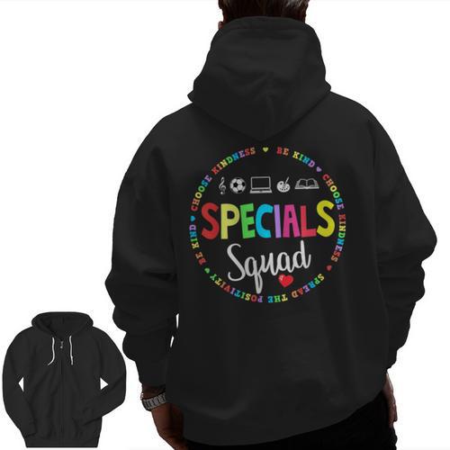Specials Squad Teacher TRIBE Team Back To Primary School Men Women Girls Kids Men Zip Up Hoodie Back Print - teacherstshirts.com