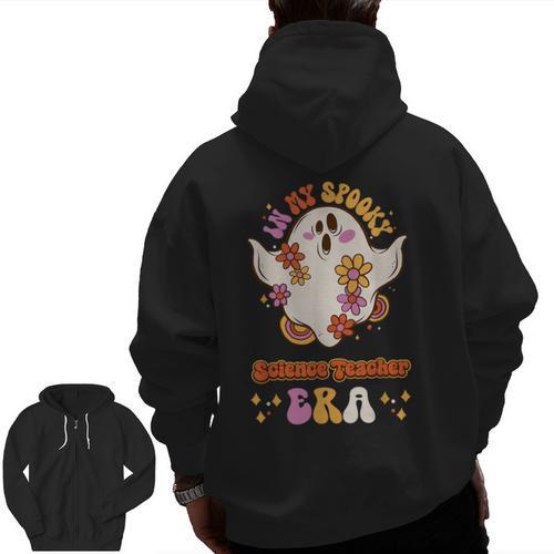 In My Spooky Science Teacher Era Occupational Haunts Men Zip Up Hoodie Back Print - teacherstshirts.com DE