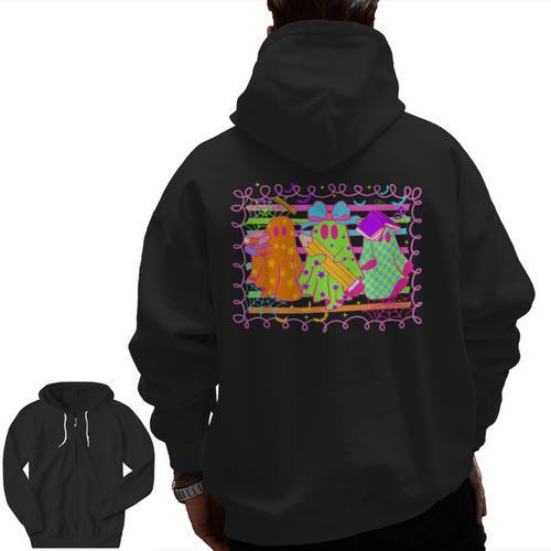 Spooky Teacher Halloween Ghost Fall Autumn Season Women Men Zip Up Hoodie Back Print - teacherstshirts.com AU