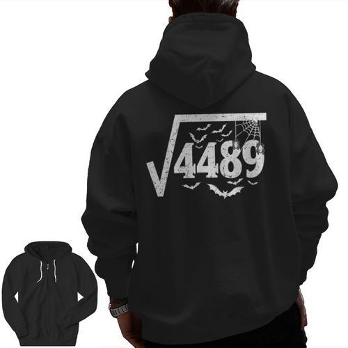 Square Root 4489 Halloween Meme 67 Math Teacher Men Zip Up Hoodie Back Print - teacherstshirts.com