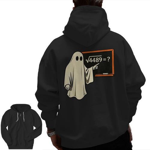 Square Root 67 Ghost Math Teacher 4489 Meme Halloween Men Zip Up Hoodie Back Print - teacherstshirts.com
