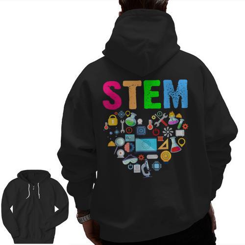 STEM Science Technology Engineering Math Teacher Men Zip Up Hoodie Back Print - teacherstshirts.com AU