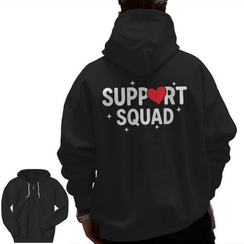 Support Squad Cute Heart Supportive Teacher Team Member Men Zip Up Hoodie Back Print - teacherstshirts.com UK