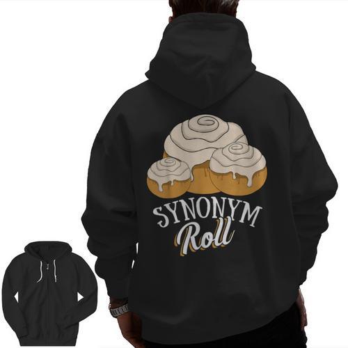 Synonym Roll Teacher And Grammar Geeks Pun For Men Women Kids Men Zip Up Hoodie Back Print - teacherstshirts.com
