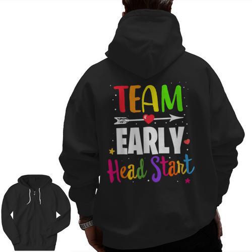 Teacher Early Childhood Education Preschool Head Start Crew Men Zip Up Hoodie Back Print - teacherstshirts.com