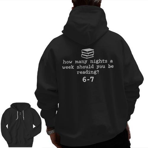 Teacher Haunted By 6-7 Halloween 6 7 Reading Book 67 Men Zip Up Hoodie Back Print - teacherstshirts.com UK