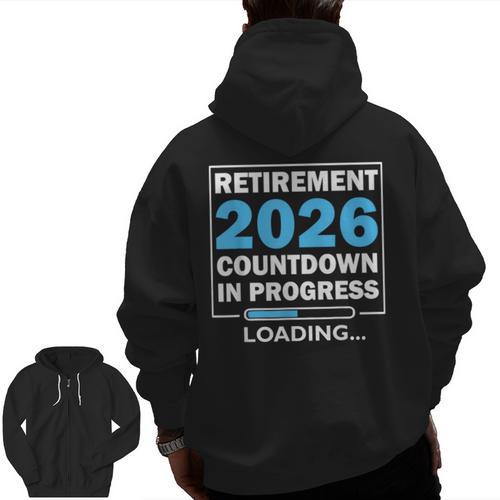 Teacher Retirement Class Of 2026 Loading Retired Men Zip Up Hoodie Back Print - teacherstshirts.com