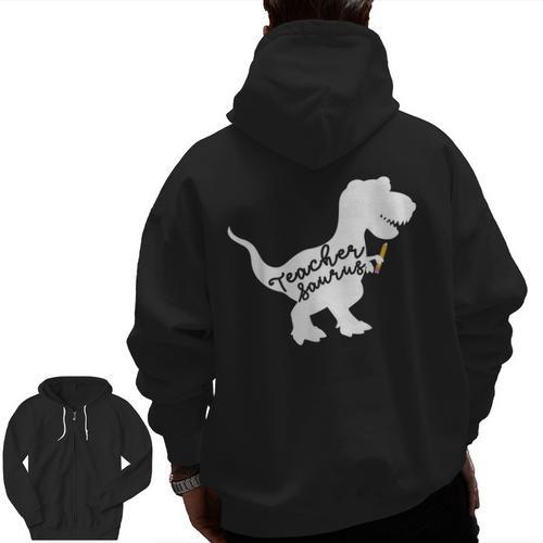 Teacher Saurus T Shirt For Men And Women Men Zip Up Hoodie Back Print - teacherstshirts.com AU