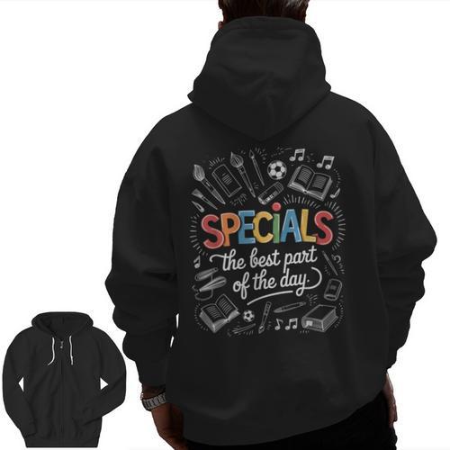 Teacher Specials The Best Part Of The Day Specials Squad Men Zip Up Hoodie Back Print - teacherstshirts.com UK