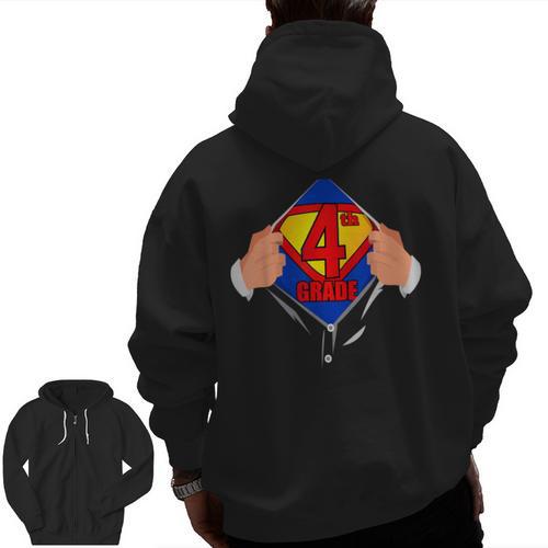 Teachers Are Superheroes 4th Grade Super Teacher Staff Men Women Men Zip Up Hoodie Back Print - teacherstshirts.com CA
