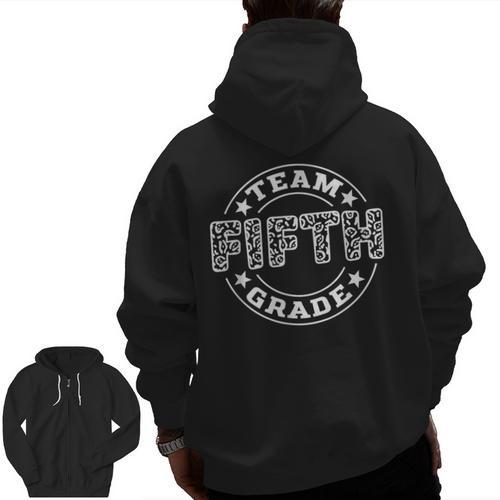 Team Fifth Grade Teacher Student Squad Team 5th Grade School Men Zip Up Hoodie Back Print - teacherstshirts.com DE