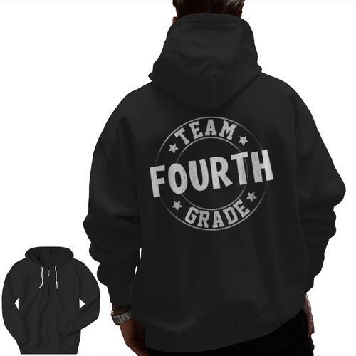 Team Fourth Grade Teacher Student Back To School 4th Grade Men Zip Up Hoodie Back Print - teacherstshirts.com