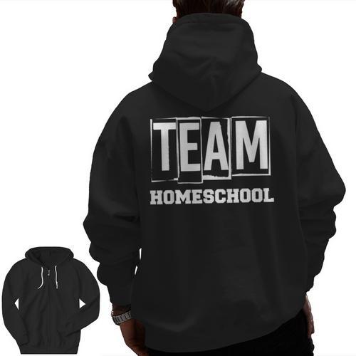 Team Homeschool Homeschooler Homeschooling Teacher Mom Kids Men Zip Up Hoodie Back Print - teacherstshirts.com AU