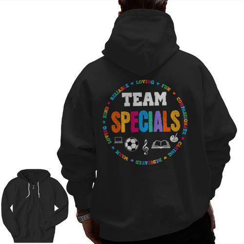 TEAM Specials Teacher TRIBE Squad Back To Primary School Men Zip Up Hoodie Back Print - teacherstshirts.com CA