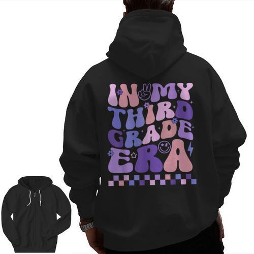 In My Third Grade Era 3rd Grade Teacher Student Boy Girl Men Zip Up Hoodie Back Print - teacherstshirts.com UK