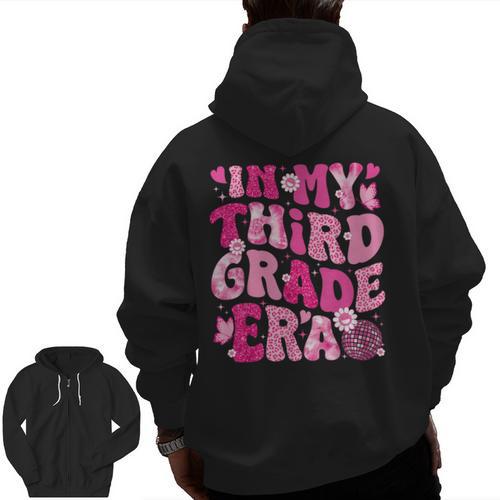 In My Third Grade Era Teachers Women Back To School Girls Men Zip Up Hoodie Back Print - teacherstshirts.com CA