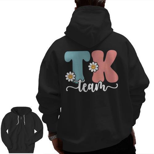 TK Team Back To School Teachers Students Team TK Men Zip Up Hoodie Back Print - teacherstshirts.com AU