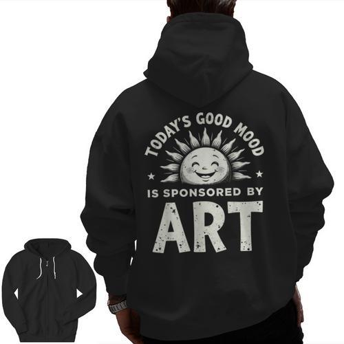 Today’s Good Mood Is Sponsored By Art Teacher Sun Tee Men Zip Up Hoodie Back Print - teacherstshirts.com