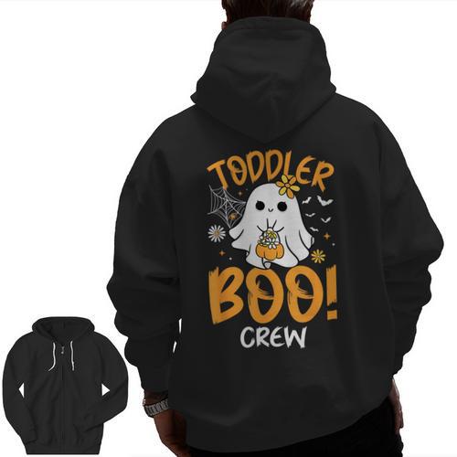 Toddler Boo Crew Babysitters Daycare Teacher Halloween Party Men Zip Up Hoodie Back Print - teacherstshirts.com AU