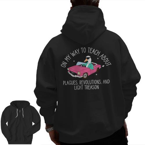 History Teacher Silly Goose Back To School Social Studies Men Zip Up Hoodie Back Print - teacherstshirts.com AU