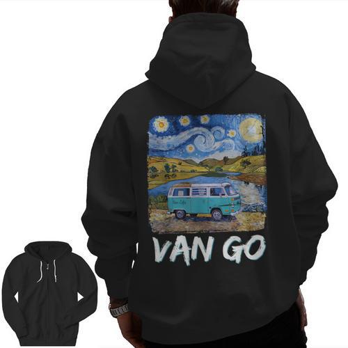 Van Go Retro Vanlife Art Teacher Men Zip Up Hoodie Back Print - teacherstshirts.com