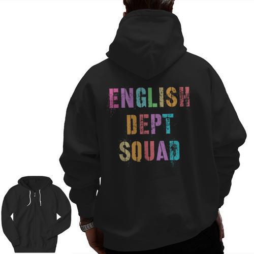 Vintage ENGLISH DEPT SQUAD Back To School Teacher Student Men Zip Up Hoodie Back Print - teacherstshirts.com