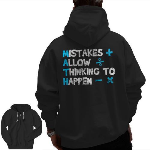 Vintage Math Teacher Saying Men Zip Up Hoodie Back Print - teacherstshirts.com CA