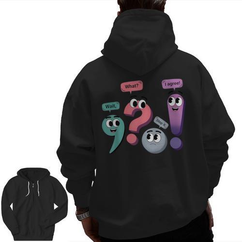 Wait What Stop It I Agree Grammar English Teacher Men Zip Up Hoodie Back Print - teacherstshirts.com DE