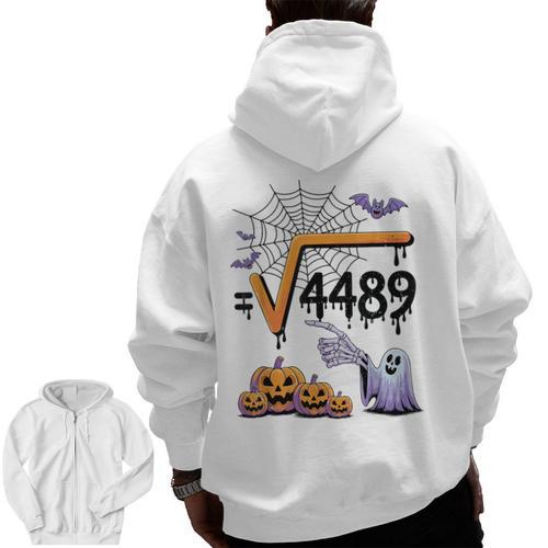 4489 Square Root 67 Math Teacher Halloween Costume Professor Men Zip Up Hoodie Back Print - teacherstshirts.com CA