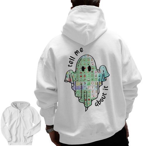 AAC Ghost Tell Me About It Speech Pathology AAC Sped Teacher Men Zip Up Hoodie Back Print - teacherstshirts.com DE