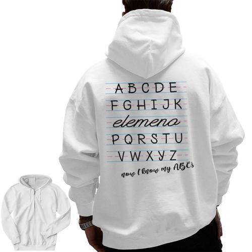 ABC Elemeno Shirt Alphabet Kindergarten Preschool Teacher Men Zip Up Hoodie Back Print - teacherstshirts.com