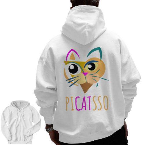 Abstract Cat Art Picatsso Shirt For Art Teachers Men Zip Up Hoodie Back Print - teacherstshirts.com DE