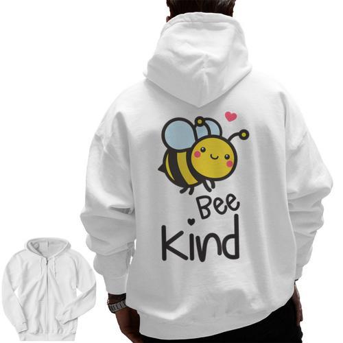 Bee Kind Bumble Bee Anti Bullying Teacher Kindness Matters Men Zip Up Hoodie Back Print - teacherstshirts.com
