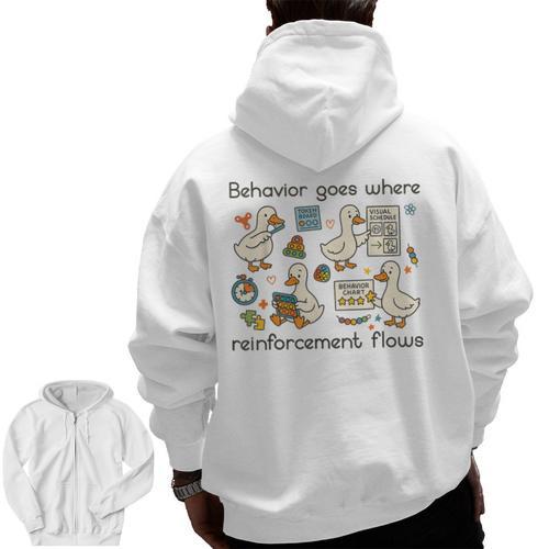Behavior Analyst Silly Goose RBT ABA Therapy Sped Teacher Men Zip Up Hoodie Back Print - teacherstshirts.com AU