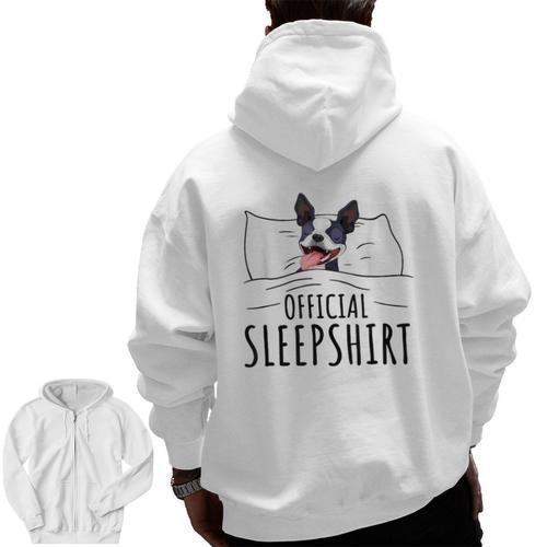 Boston Terrier Dog Lovers Sleepshirt Apparel Men Women Men Zip Up Hoodie Back Print - Bostonterriersmerch.com DE