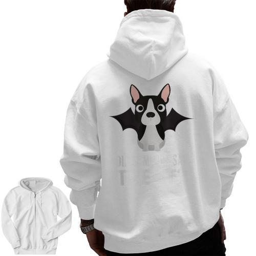Boston Terrier Halloween Shirt Did Someone Say Treat Men Zip Up Hoodie Back Print - Bostonterriersmerch.com AU